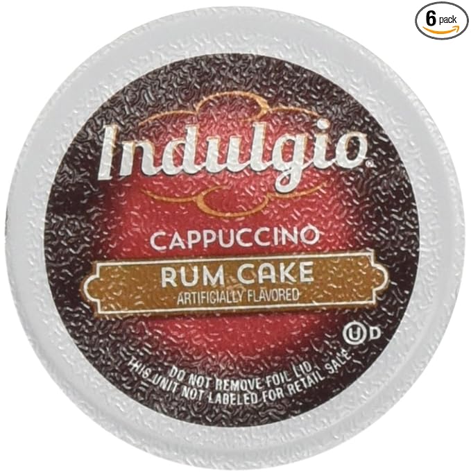 Indulgio Cappuccino for K-Cup Brewers Rum Cake 12 Count (Pack of 6)