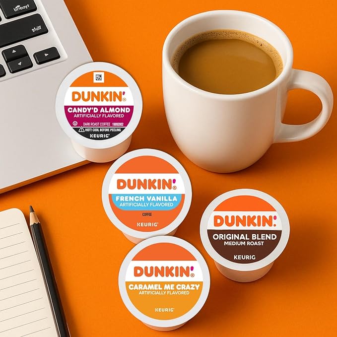 Dunkin K-Cups Coffee Variety Pack – 30 Count 5 Flavors: Original Blend Caramel Me Crazy French Vanilla Hazelnut Cold Coffee – Keurig Compatible with Recipe eBook (30units 5 Flavors)