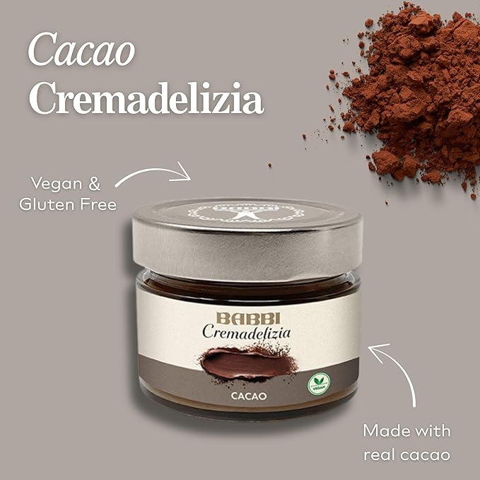 Babbi Cremadelizia Italian Cream Spreads Gianduia Suprema Pistachio &amp Cocoa Flavors 6 Oz (Pack of 3) Gourmet Dessert Toppings Gluten Free Vegan