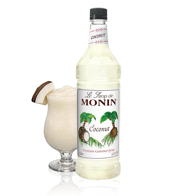 Monin - Coconut Syrup Sweet and Rich Great for Cocktails and Smoothies Gluten-Free Vegan Non-GMO (1 Liter)
