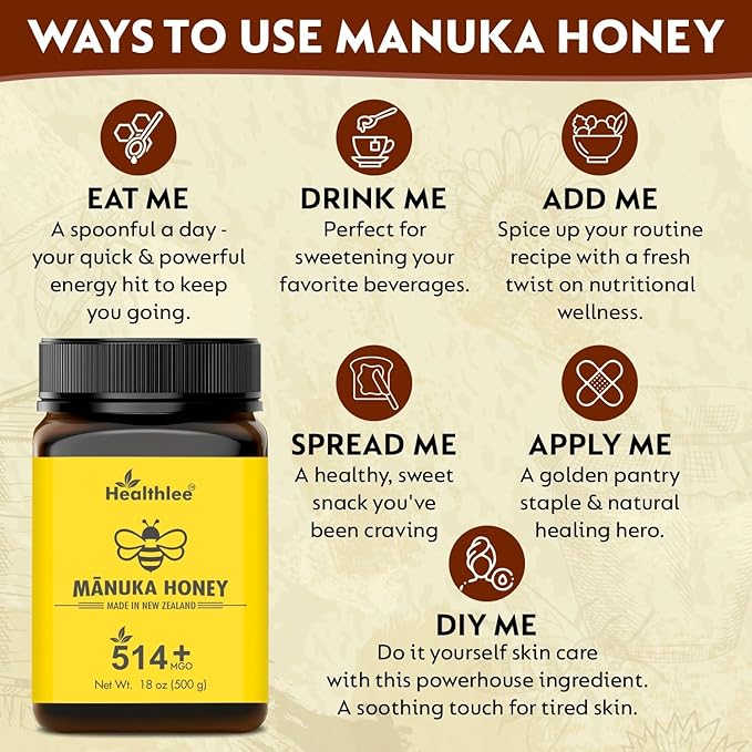 Manuka honey 514+ MGO | Manuka Honey New Zealand | Monofloral | (18 oz) /500 gm