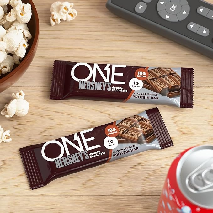 ONE Protein Bars NEW Hershey's Double Chocolate Gluten Free with 18g Protein and 3g Sugar Pantry Staples 2.12 oz (12 Pack)