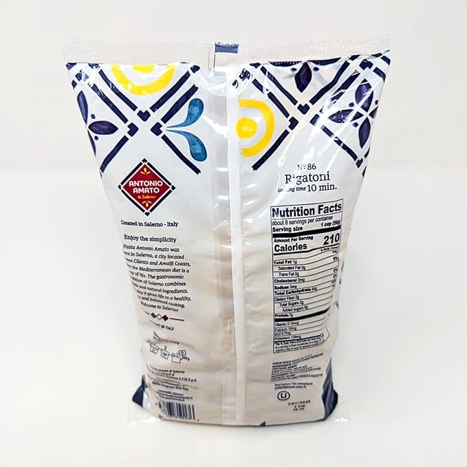 ANTONIO AMATO di Salerno -NO.18 Rigatoni - (Pack of 5 5lb total weight) - pasta di semola di grano duro - durum wheat semolina pasta macaroni product - Authentic Italain Pasta - PRODUCT OF ITALY