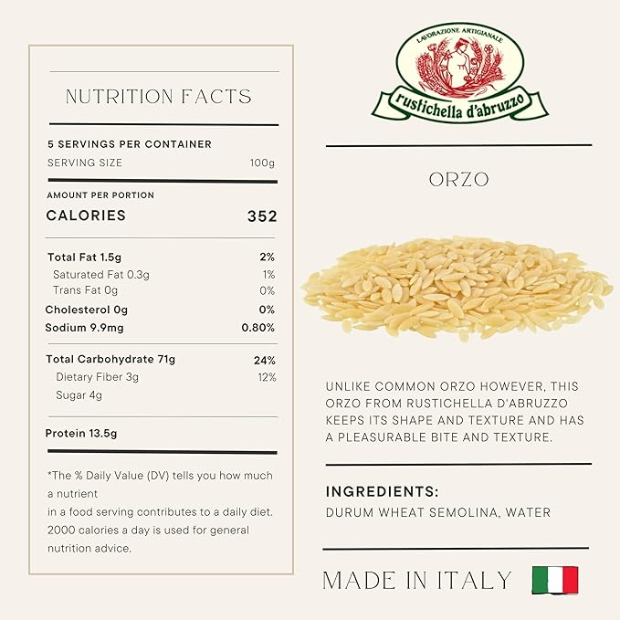 Rustichella Orzo 17.5-Ounce Bags (Pack of 4)