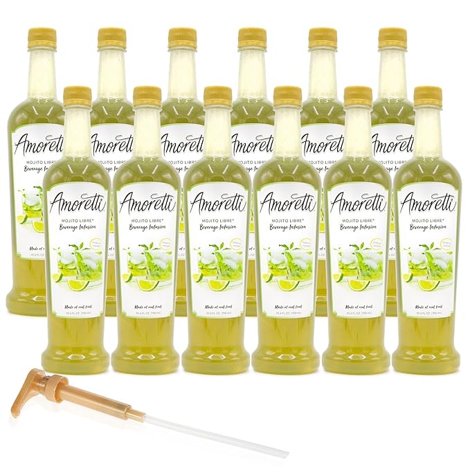 Amoretti - Mojito Libre Beverage Infusion - Drink Mix &amp Water Enhancer with Pump for Flavoring Cocktails Waters Teas and other Beverages Preservative Free