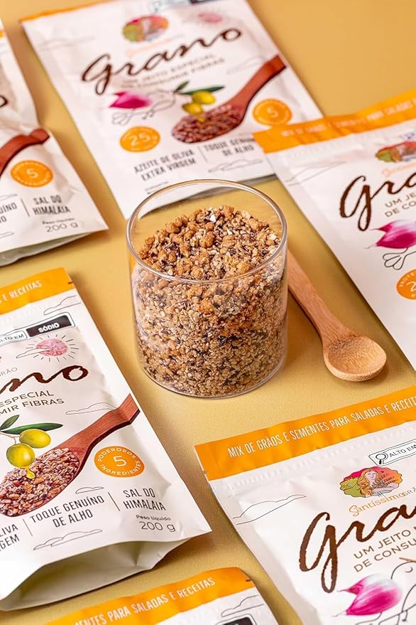 Salty Granola Natural Granola Vegan High Fiber Premium Grain and Seed Mix 25g Protein 200g with Extra Virgin Olive Oil and Himalayan Salt - Pack of 3