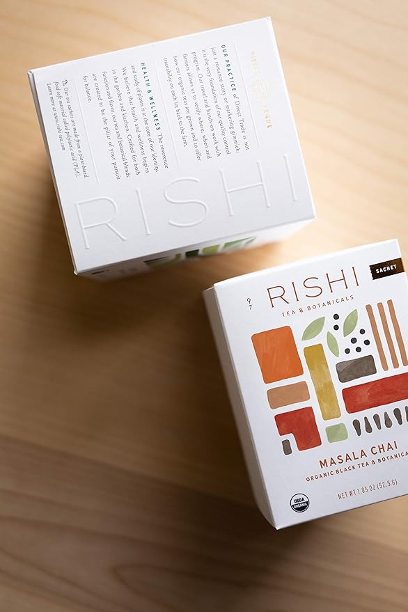Rishi Tea Masala Chai Herbal Tea - Immune Support USDA Certified Organic Highly Caffeinated Naturally Spiced Black Tea Blend - 15 Sachet Bags 1.85 oz (Pack of 2)