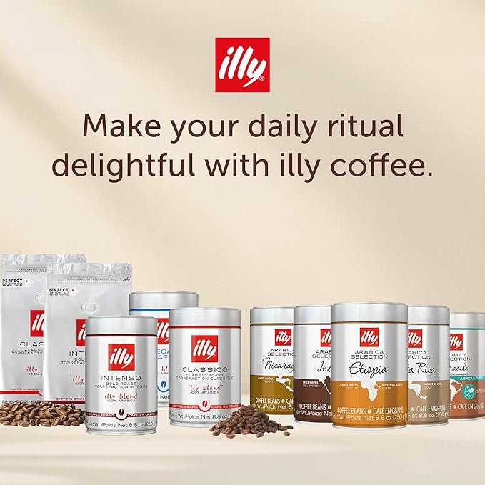 illy Whole Bean Coffee Classico Medium &amp Intenso Dark Roasts 100% Arabica Premium Italian Coffee Ideal for Espresso Drip Moka and French Press Brewing 8.8oz 6 Variety Pack