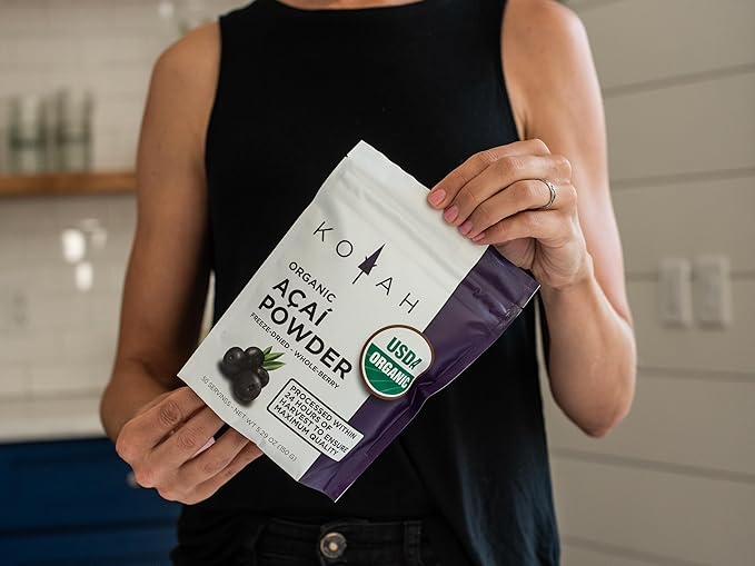 KOYAH - Organic Acai Powder (150g - 50 Servings): Brazil Grown Freeze-Dried 100% Pure No Citric Acid Added Great in Smoothies and Bowls