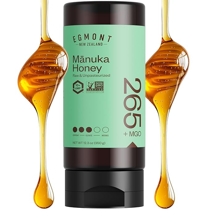 Egmont Honey Manuka Honey UMF 10+ MGO 265+ Squeeze Bottle 12.3oz (350g) | Kosher BPA Free Certified UMF &amp MGO 100% Pure Traceable New Zealand Non-GMO Honey