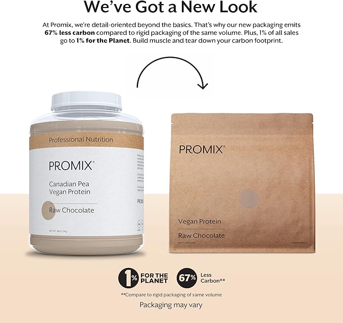 ProMix Nutrition Plant-Based Vegan Protein Powder Raw Chocolate - Pea Protein &amp Vitamin B-12 - ­Post Workout Fitness &amp Nutrition Shakes Smoothies Baking &amp Cooking Recipes - 2.5 Pound (P
