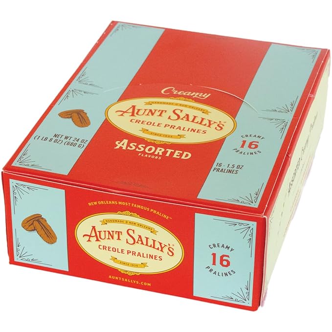 Aunt Sally's Creamy Assorted Pralines- 16 count box- New Orleans Most Famous Praline- Handmade Pecan Candy