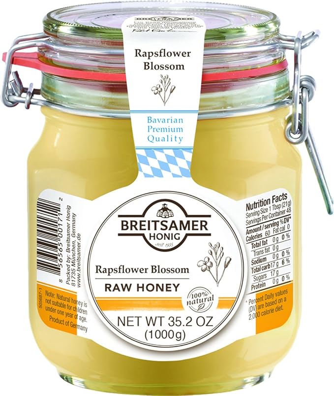 Breitsamer Honey Flip-Top Jar Rapsflower Blossom 35.27 Ounce