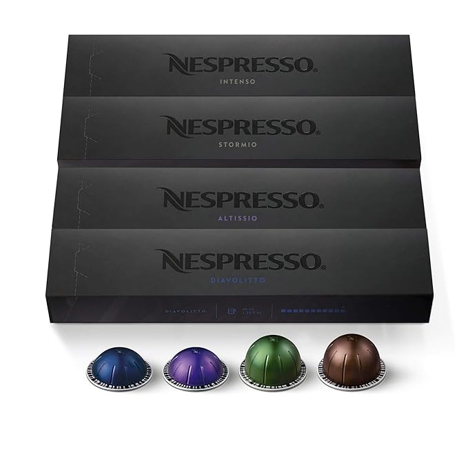 Nespresso Capsules Vertuo Dark Assortment Variety Pack Dark Roast Coffee &amp Espresso 40-Count Coffee &amp Espresso Pods Brews 7.8 oz. and 1.35oz.