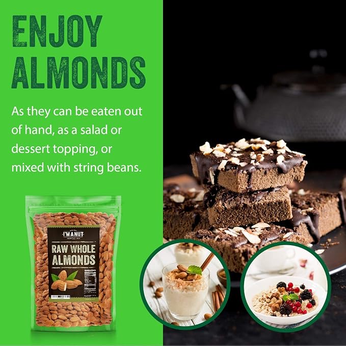 Raw California Almonds 48 oz (3 lbs) | Natural | Whole | Batch Tested Gluten &amp Peanut Free | No PPO | Non-GMO | No Herbicide | Healthy Protein boost | Premium Quality | for Snacking Baking Cooki