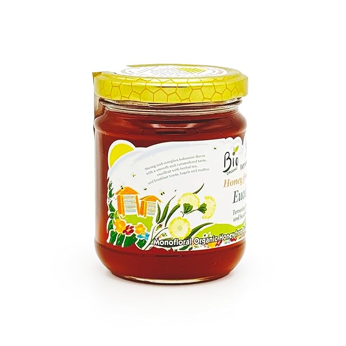 WellEatable Eucalyptus Organic Raw Honey from Eucalyptus Flowers Artisanal Complex Balsamic Honey from Sardinia Italy - 4 x (250gr) 8.81 Ounce (Pack of 4)