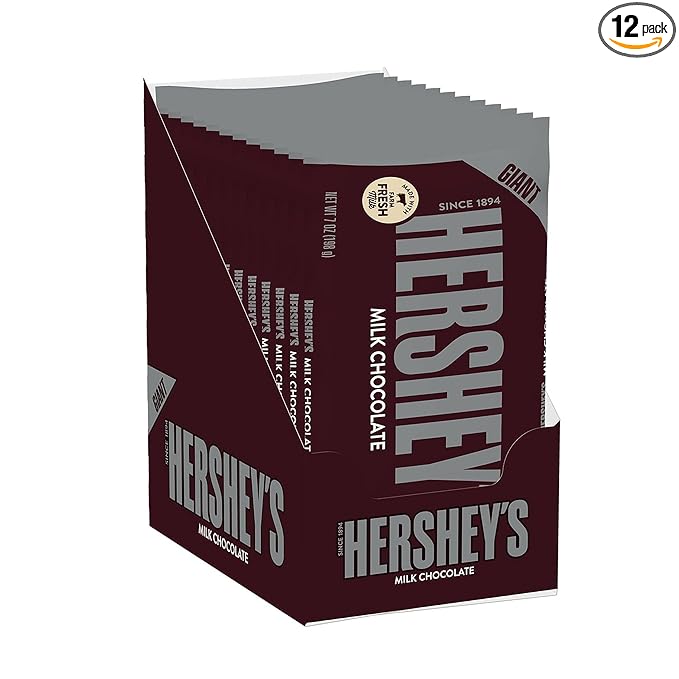 HERSHEY'S Chocolate Candy Bar Giant (Pack of 12)