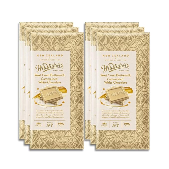 Whittaker's Westcoast Buttermilk Caramelised White Chocolate 100g (Pack of 6) （Made in New Zealand）