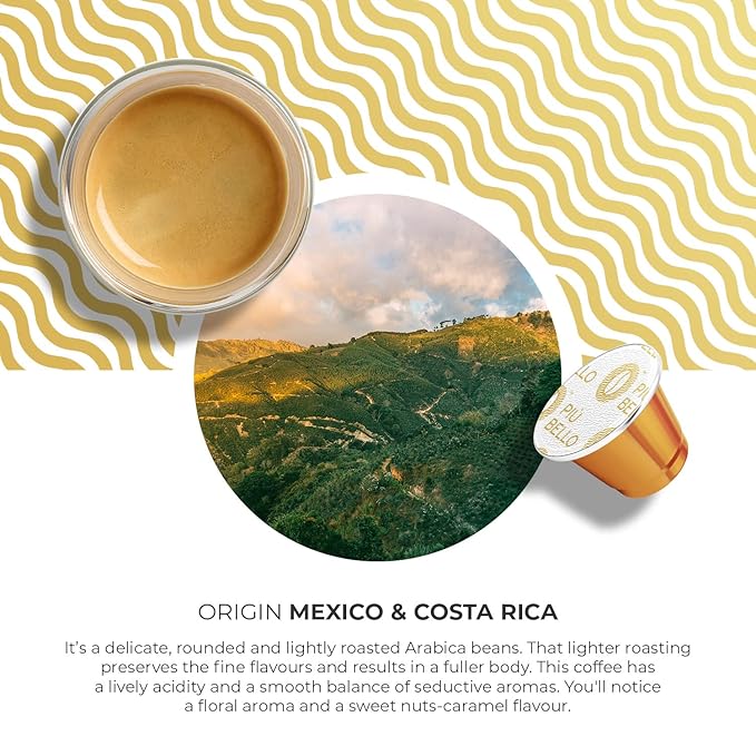 Piu Bello Coffee Pods - Nespresso Machine (Original) Compatible Capsules Pack - Rich &amp Balanced Taste - Strong Italian Espresso Flavored - Kosher Certified (120 Count Single Flavor) (Espresso Bion