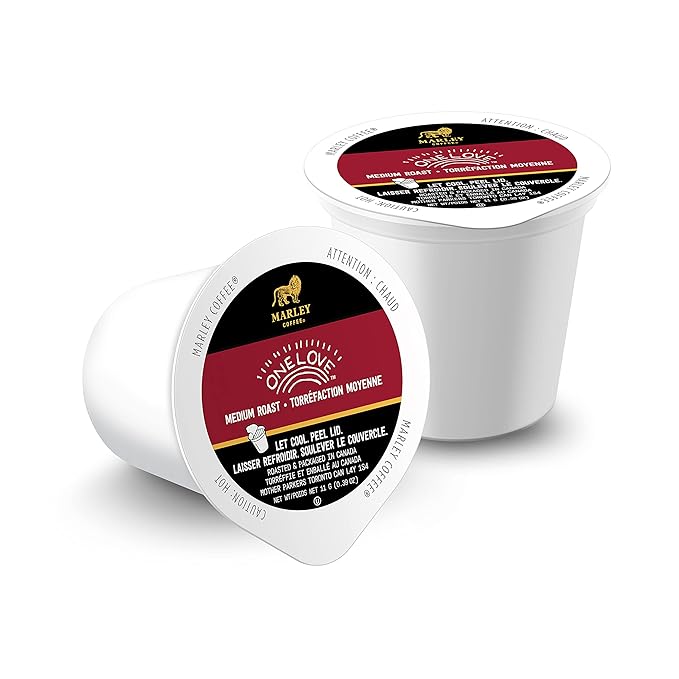Marley Coffee One Love 100% Ethiopian Medium Roast Coffee Keurig K-Cup Brewer Compatible Pods 24 Count