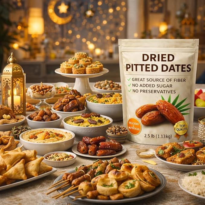 Dried Pitted Dates 2 lb Bag Naturally Sweet Snack No Added Sugar No Preservatives Sun-Dried High Fiber Healthy Fruit Snack Dates for Baking &amp Snacking