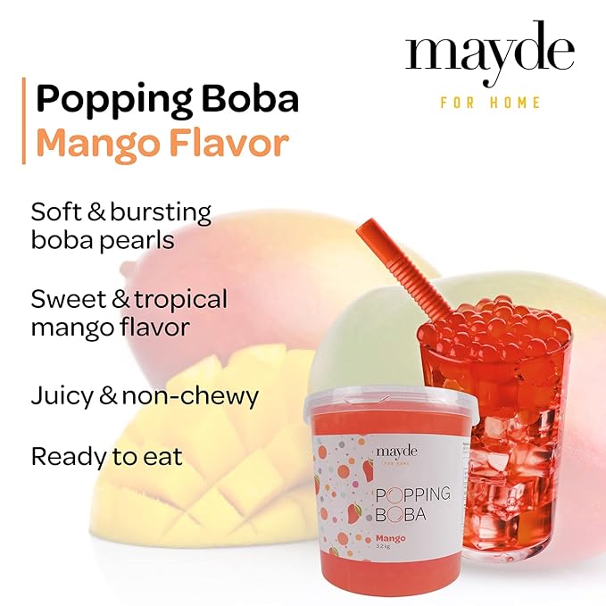 Mayde Popping Boba Pearls Popping Boba Balls For Drinks Bubble Fruit Popping Pearls For Bubble Tea Smoothies &amp More Mango Flavor 7 Pounds
