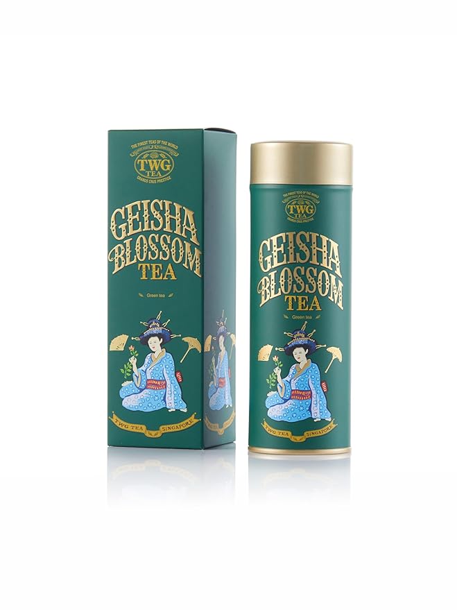 TWG Tea | Geisha Blossom Tea | Green Tea | Passionfruit &amp Marigold Petals | Haute Couture Tin 100g | Gift Set