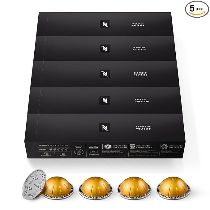 Nespresso Capsules Vertuo Voltesso Mild Roast Espresso 50-Count Espresso Pods Brews 1.35oz.