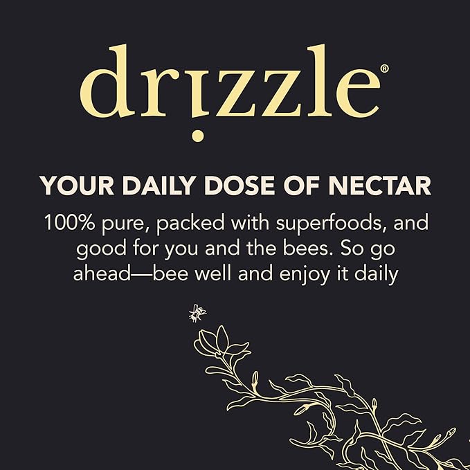 Drizzle Cacao Luxe Raw Honey - All Natural Pure Raw Honey with Organic Cacao Unfiltered &amp Unheated Use in Tea &amp Coffee Sugar Substitute Certified Kosher - 13.2 oz Jar (375 g)
