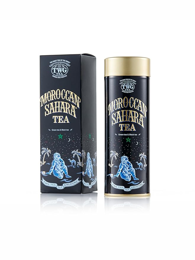 TWG Tea | Moroccan Sahara Tea | Green &amp Black Tea | Rose Petals Nuts &amp Spices | Haute Couture Tin 100g | Gift Set