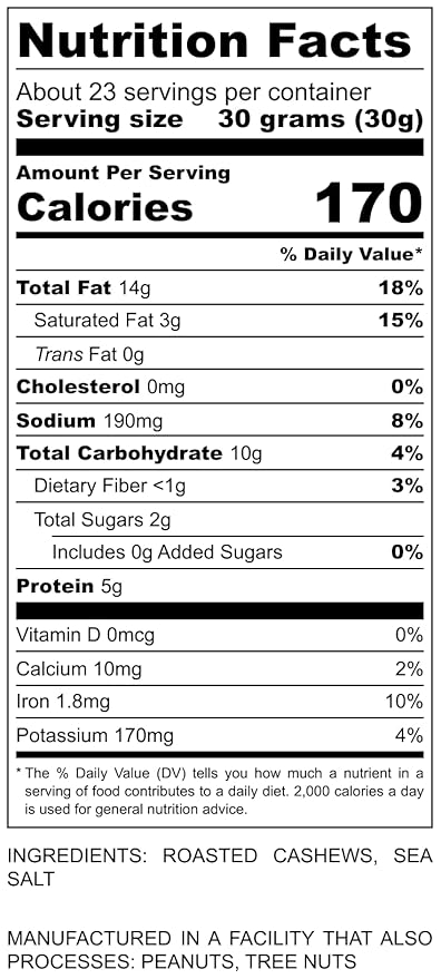 Oven Dry Roasted Fancy with Sea Salt-1.5 lb | Whole Cashews | No Oil | No PPO | Vegan and Keto Friendly | Made from Natural