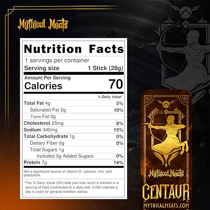 Mythical Meats Humanoid Flavor Centaur 12-Pack Snack Sticks – Camel and Beef – Dried &amp Dehydrated Meats Seasoned to Perfection – High Protein Snacks