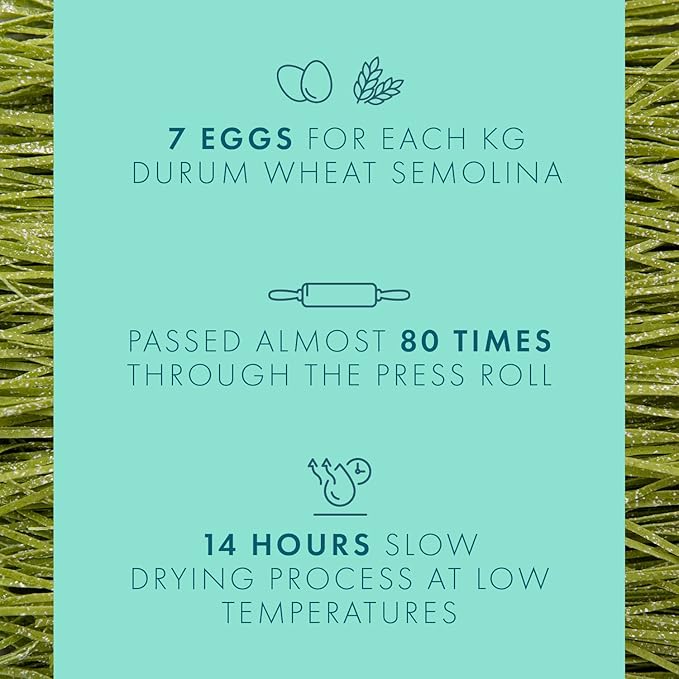 Cipriani Food Tagliolini Egg Pasta Noodles with Spinach - USDA Organic Italian Pasta Extra Thin Egg Noodle from Italy Non-GMO &amp Kosher - 250 Gram (Pack of 2)
