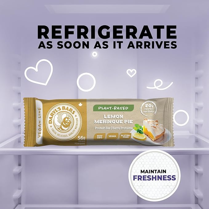Daryl's Bars Vegan Line Lemon Meringue Pie On the G Protein Bars Gluten Free 20gr of Vegan Protein Snack Meal Replacement Pack of 1