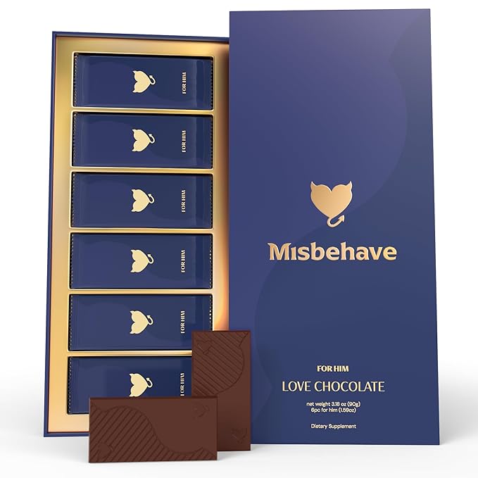 Misbehave Love Chocolate - Premium Dark Chocolate to Inspire Intimacy - Tailored Formula for Women &amp Men | Vegan Gluten-Free