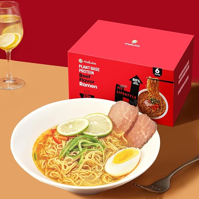 Hethstia Bundle – Konjac Fettuccine Noodles &amp High-Protein Spicy Beef Ramen 10 Shirataki Fettuccine Packs + 6 Protein Ramen Bags Vegan Plant-Based Non-GMO Low Fat Quick Healthy Meal Kit