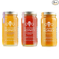 Bee Harmony Floral Infused Raw Honey Variety Pack (Lavender Jasmine and Turmeric) 12 OZ each