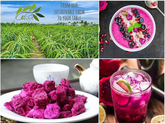 CHAVI Freeze-Dried Diced Dragon Fruit Snack | 12 oz | Pack of 6 x 2 oz - Healthy 1 Ingredient Superfood - No Added Sugars or Preservatives - Non-GMO Vegan Gluten-Free