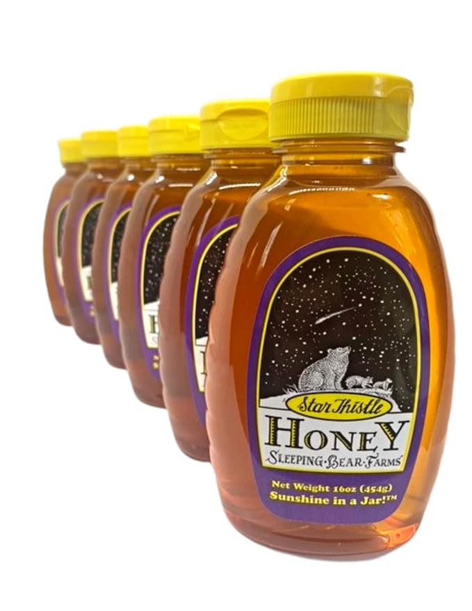 Star Thistle Honey 16oz. Bottle - Bulk Case of 12 Unpasteurized Unblended No Additives Pure Michigan Honey