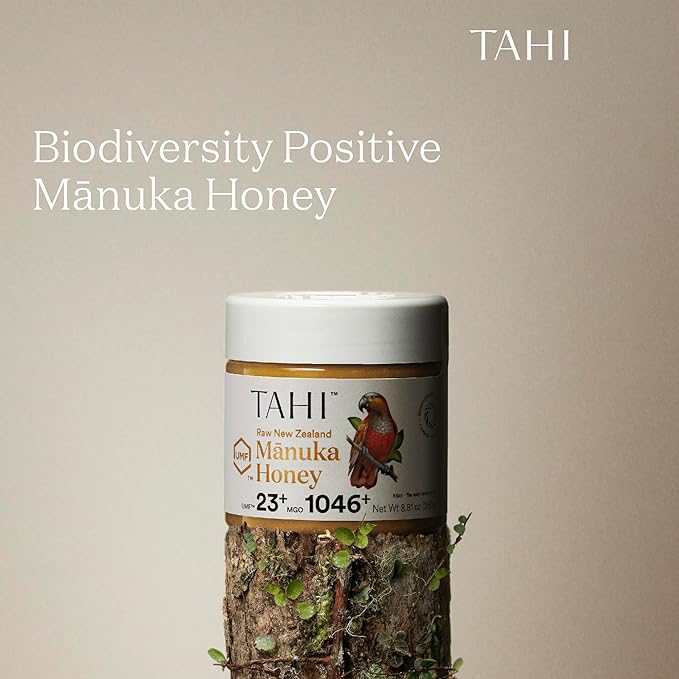 Tahi Raw Manuka Honey New Zealand UMF 23+ Certified (MGO 1046+) - 100% Sustainable Monofloral and Natural Honey - Non-GMO Glyphosate-Free and Gluten-Free - New Zealand Manuka Pure Honey - 8.81oz