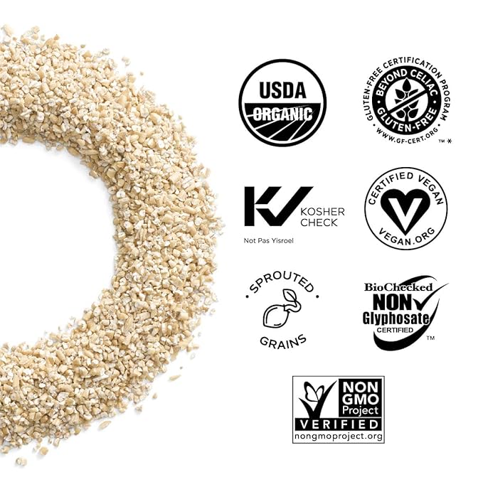 One Degree Organic Foods Sprouted Steel Cut Oats USDA Organic Non-GMO Gluten Free Oatmeal 24 oz. 8 Pack
