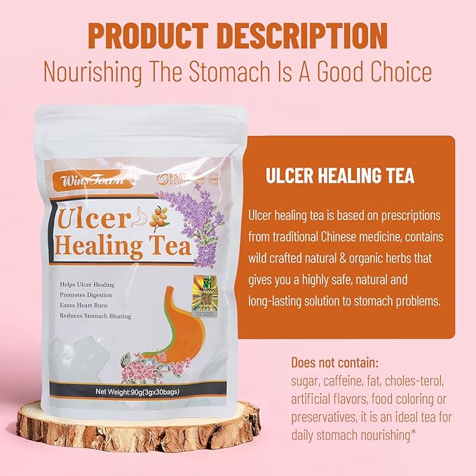 Wins Town Ulcer Healing Tea Relief Gastritis and Stomachache Support Daily Stomach Nourishing 30 Tea Bags