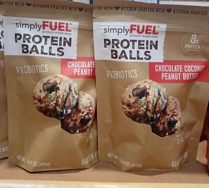 Simply Fuel Protein Balls Chocolate Coconut Peanut Butter (14.4 Ounce) (Pack of 2)