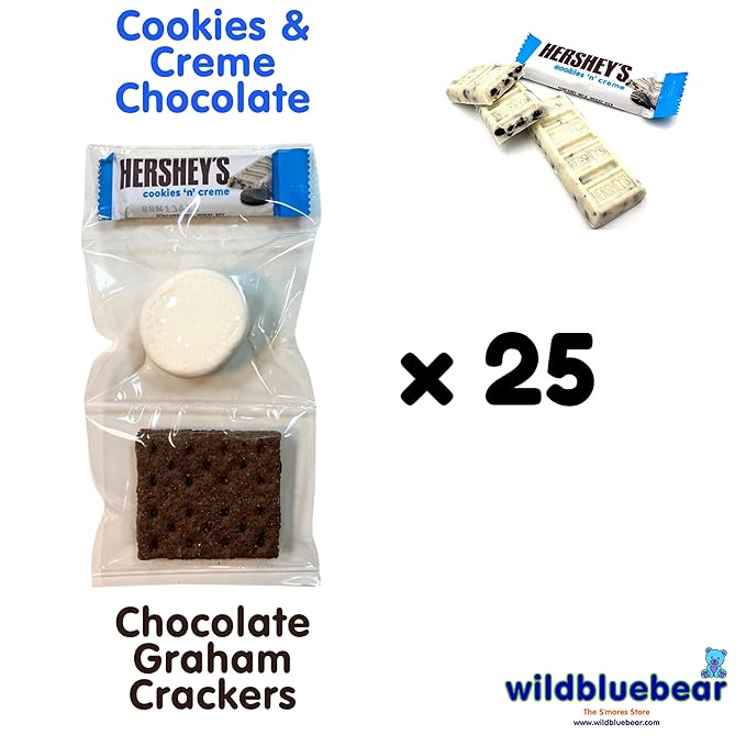 WBB | SMORES KIT STRIP | Individually packaged set : Graham Crackers Marshmallow Chocolate | Make delicious smores (25 sets) (25 units Cookies &amp Mallow)