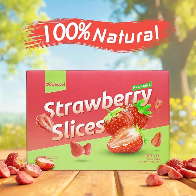 Freeze Dried Strawberries 100% Real Fruit Crunchy Sweetness No Sugar Added | Great for Cereal Yogurt Snacks &amp Baking | Resealable Bag Gluten Free Non-GMO