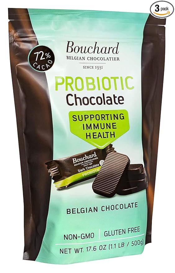 Bouchard Probiotics Belgian Chocolate Dark 72% Cacao (1.1 LB / 500 G) (3 Pack)