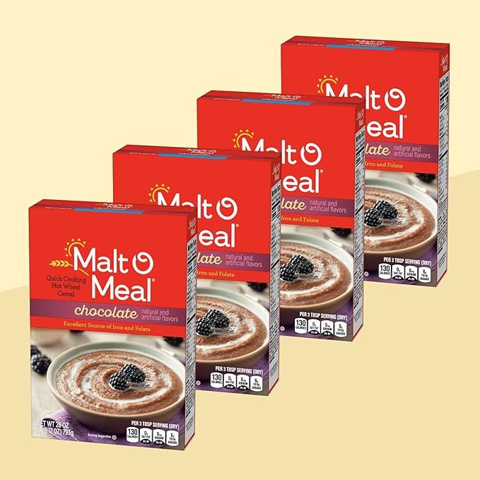Chocolate Malt-O-Meal® Quick Cooking Hot Breakfast Cereal 28 Ounce Box (Pack of 4)