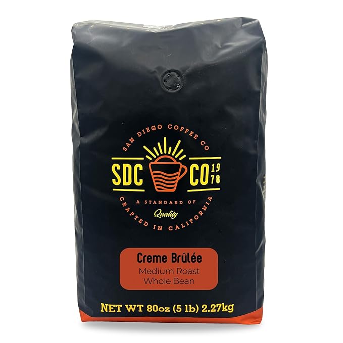 San Diego Coffee Creme Brûlée Medium Roast Whole Bean Coffee 5-Pound Bag Café en grano tostado