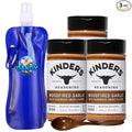 Kinder’s Premium Blend Seasoning – Three (3) 6 oz Bottles – All-Purpose Rub for Grilling Cooking &amp Roasting – No MSG Gluten-Free Non-GMO – Includes Collapsible Bottle &amp Wooden Spoon (Total