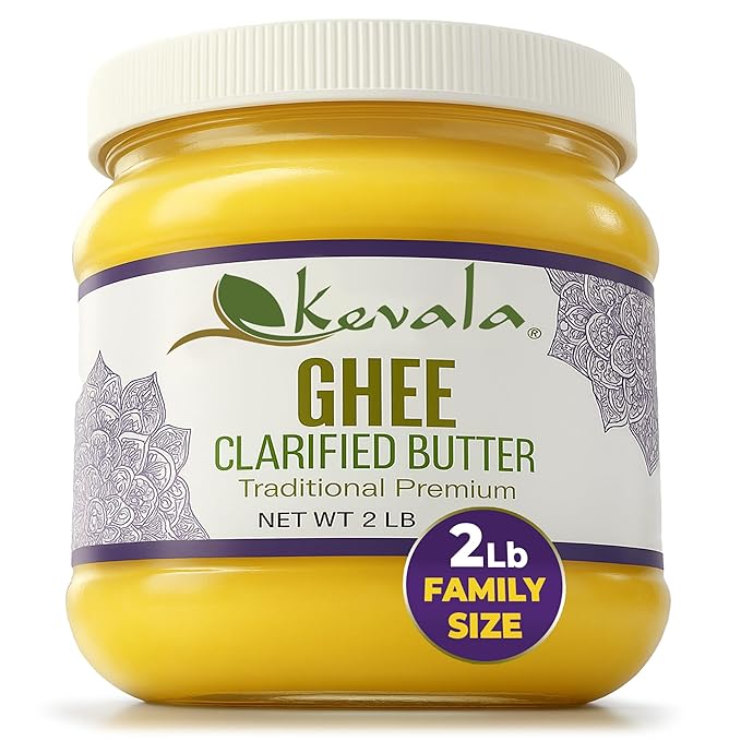 Kevala Clarified Butter Ghee – Grass‑Fed Lactose &amp Casein Free High Smoke Point Cooking &amp Baking Butter Alternative – Keto &amp Gluten Free Spread &amp Oil Substitute | 2 lb